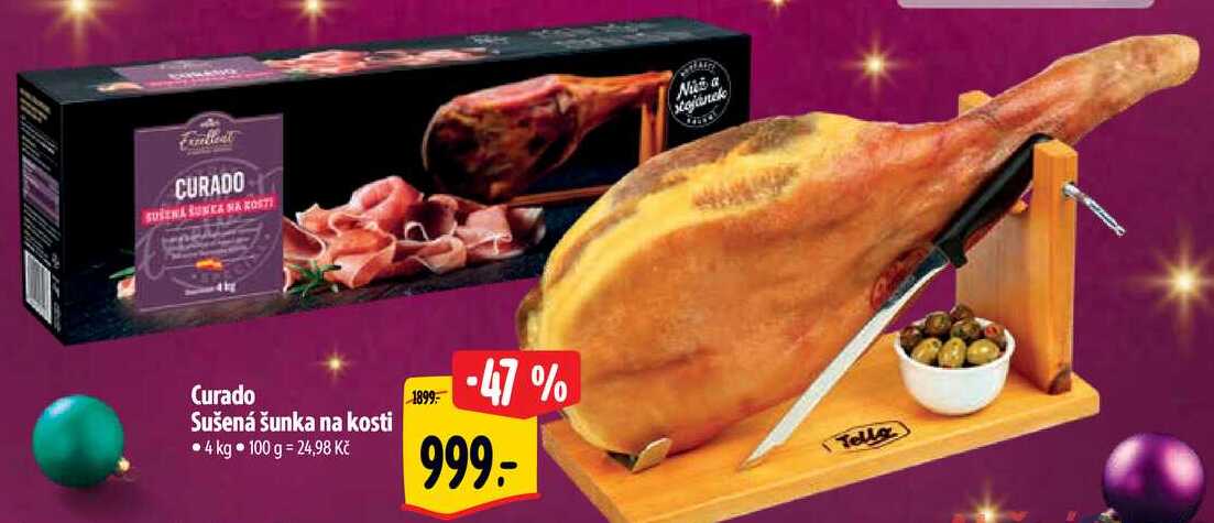 Curado Sušená šunka na kosti, 4 kg