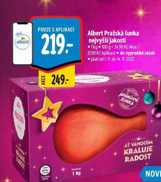 Albert Pražská šunka nejvyšší jakosti 1 kg