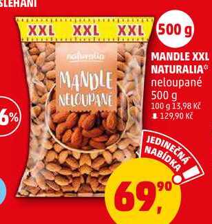 MANDLE XXL NATURALIA neloupané, 500 g