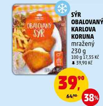 SÝR OBALOVANÝ KARLOVA KORUNA mražený, 230 g