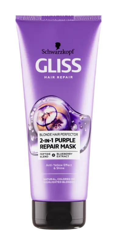 Gliss Maska na vlasy Blonde Perfector fialová 2v1, 200 ml