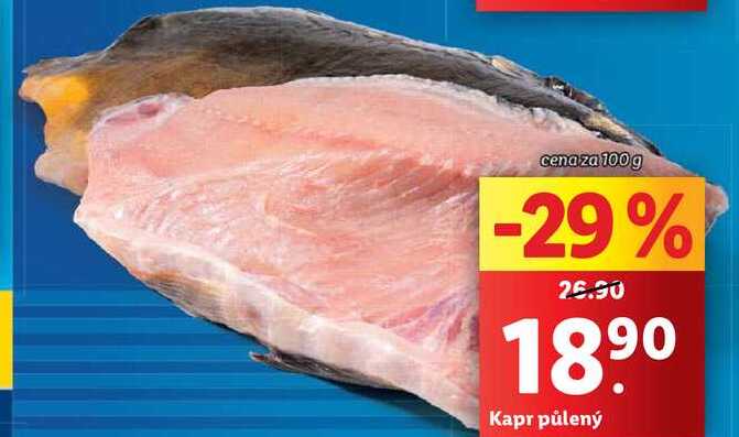 Kapr půlený, cena za 100 g