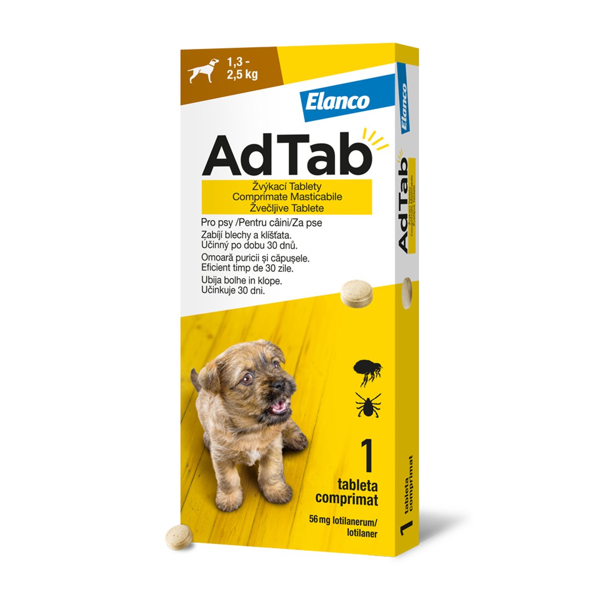 AdTab 56mg žvýkací tablety pro psy 1.3-2.5kg 1ks