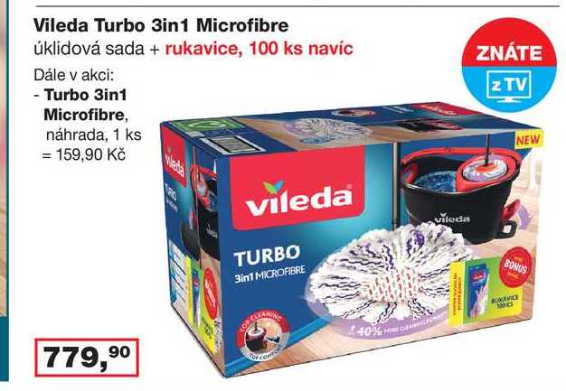 Vileda Turbo 3in1 Microfibre úklidová sada + rukavice, 100 ks
