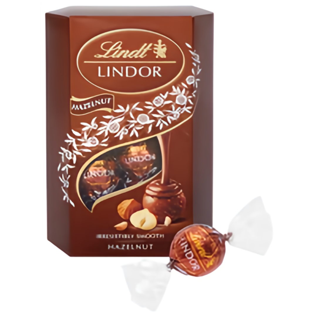 Lindt Lindor Mléčná čokoláda s jemnou krémovou náplní s kousky ořechů