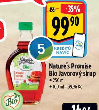 Nature's Promise Bio Javorový sirup, 250 ml 