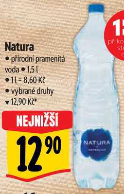 Natura přírodní pramenitá voda, 1,5 l