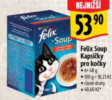 Felix Soup Kapsičky pro kočky, 6x 48 g 