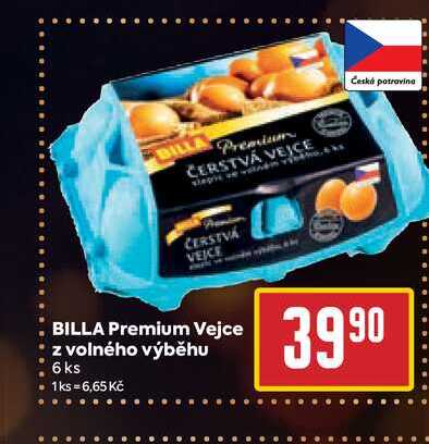 BILLA Premium Vejce z volného výběhu 6 ks 