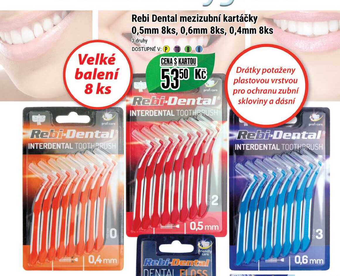 Rebi Dental mezizubní kartáčky 0,5mm 8ks, 0,6mm 8ks, 0,4mm 8ks