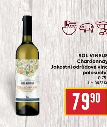 SOL VINEUS Chardonnay Jakostní odrůdové víno polosuche 0,75l