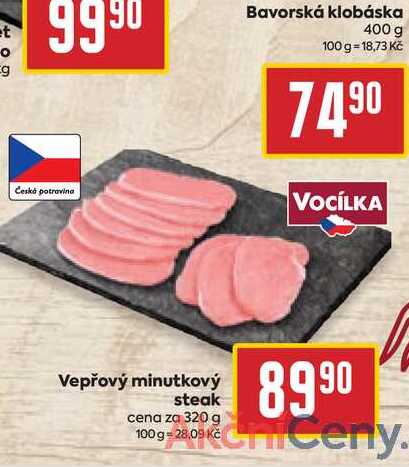 Vepřový minutkový steak cena za 320 g