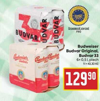 Budweiser Budvar Original, Budvar 33 6× 0,5l, plech 