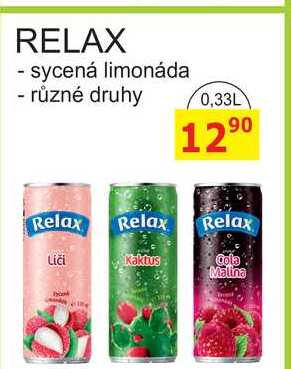 RELAX - sycená limonáda různé druhy 0,33L  