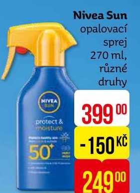 Nivea Sun Protect & Moisture Hydratační mléko na opalování OF 50+ 270ml
