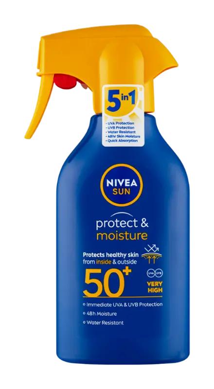 NIVEA Sprej na opalování Protect & Moisture SPF50+, 270 ml