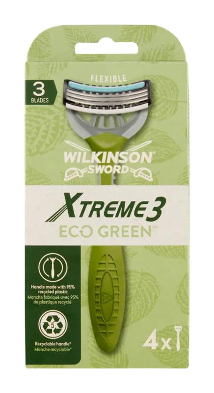 Wilkinson Fexibilní jednorázový holicí strojek Sword Xtreme3 Eco Green, 3břitý, 4 ks