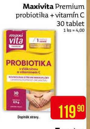 Maxivita Premium probiotika + vitamín C 30tbl.