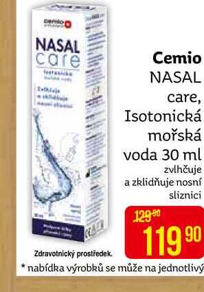 Cemio NASAL care, Isotonická mořská voda 30 ml 