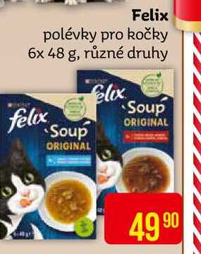 Felix polévky pro kočky 6x 48 g, různé druhy 