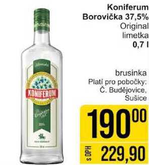 Koniferum Borovička 37,5% Original, 0,7 l