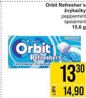 Orbit Refresher's žvýkačky peppermint , 15,6 g 