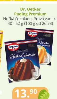 Dr. Oetker Puding Premium Hořká čokoláda, Pravá vanilka 40 - 52 g 