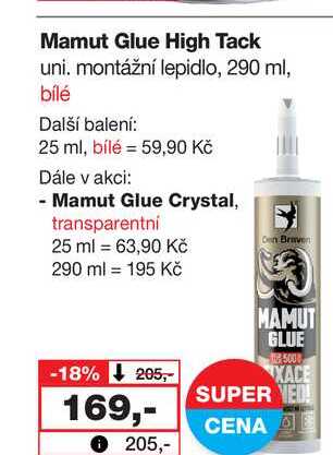 Mamut Glue High Tack uni. montážní lepidlo, 290 ml, bílé 