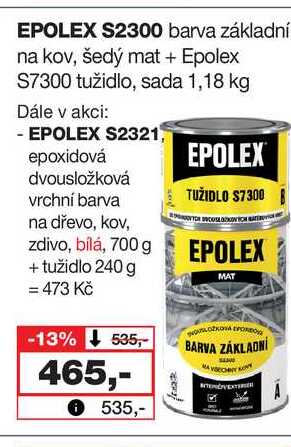 EPOLEX S2300 barva základní na kov, šedý mat + Epolex S7300 tužidlo, sada 1,18 kg 