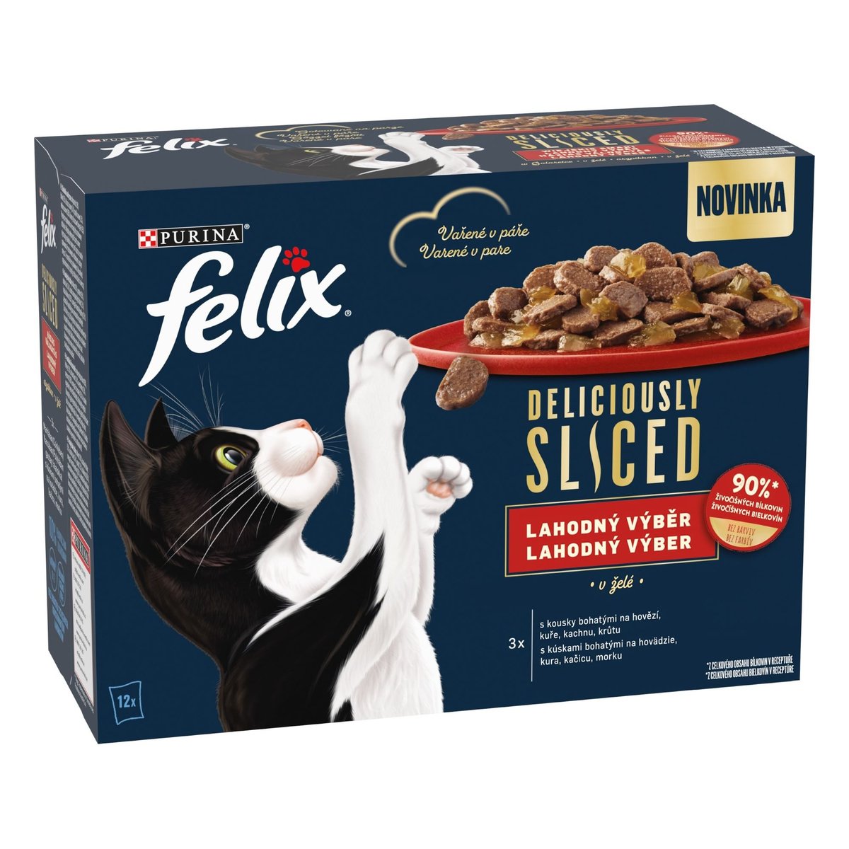 Felix Deliciously Sliced lahodný výběr v želé pro kočky (12×80 g)