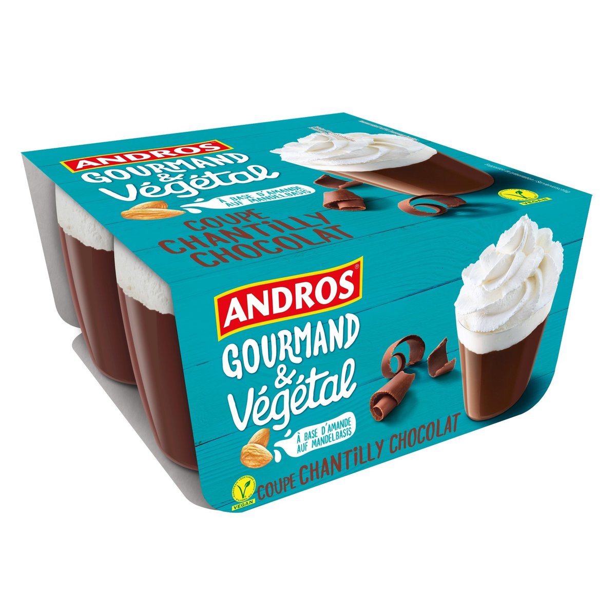 Andros Gourmand & Végétal Čokoládový dezert se šlehačkou 4×90 g