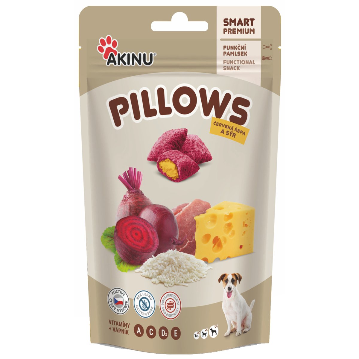 Akinu Pillows Polštářky s červenou řepou a sýrem pamlsek pro psy