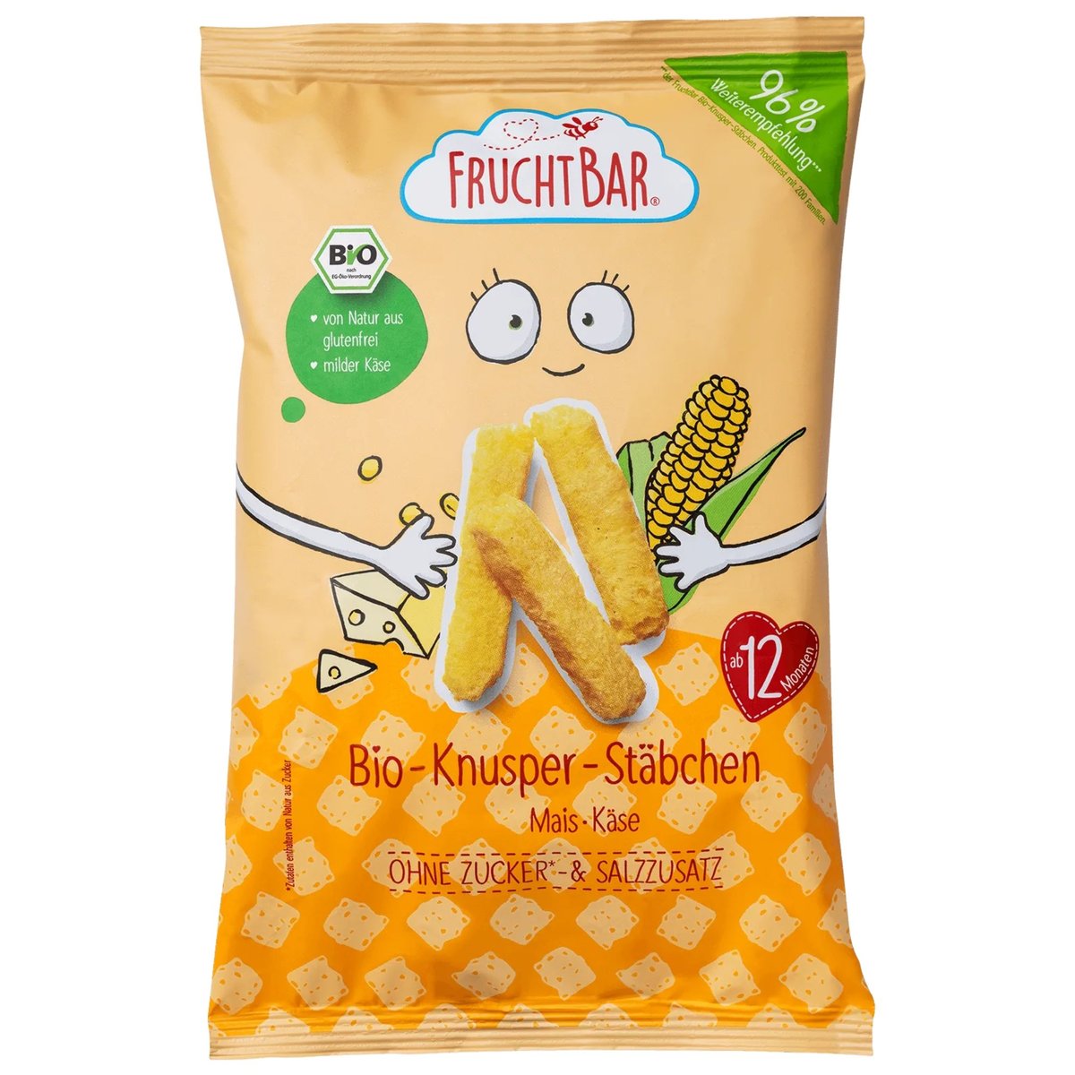 FruchtBar BIO Kukuřičné křupky se sýrem nesolené
