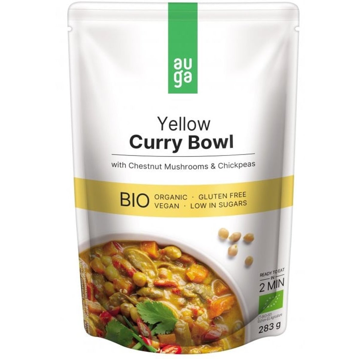 Auga BIO Yellow curry bowl se žlutým kari kořením, houbami a cizrnou