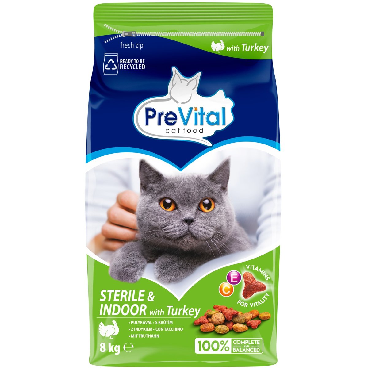 PreVital Granule pro indoor sterilizované kočky krůtí