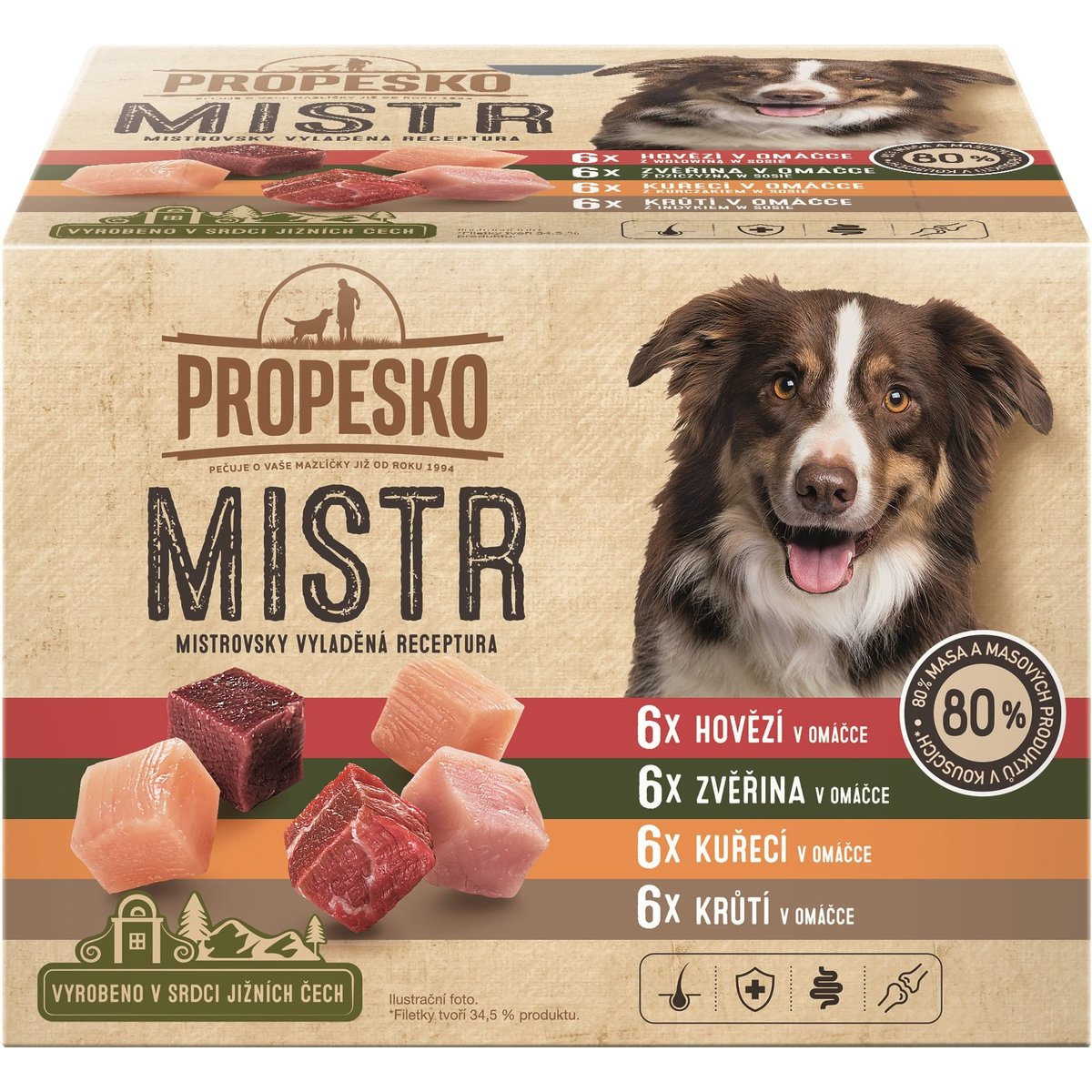 Propesko Mistr Filetky mix masa v omáčce pro psy (24×85 g)