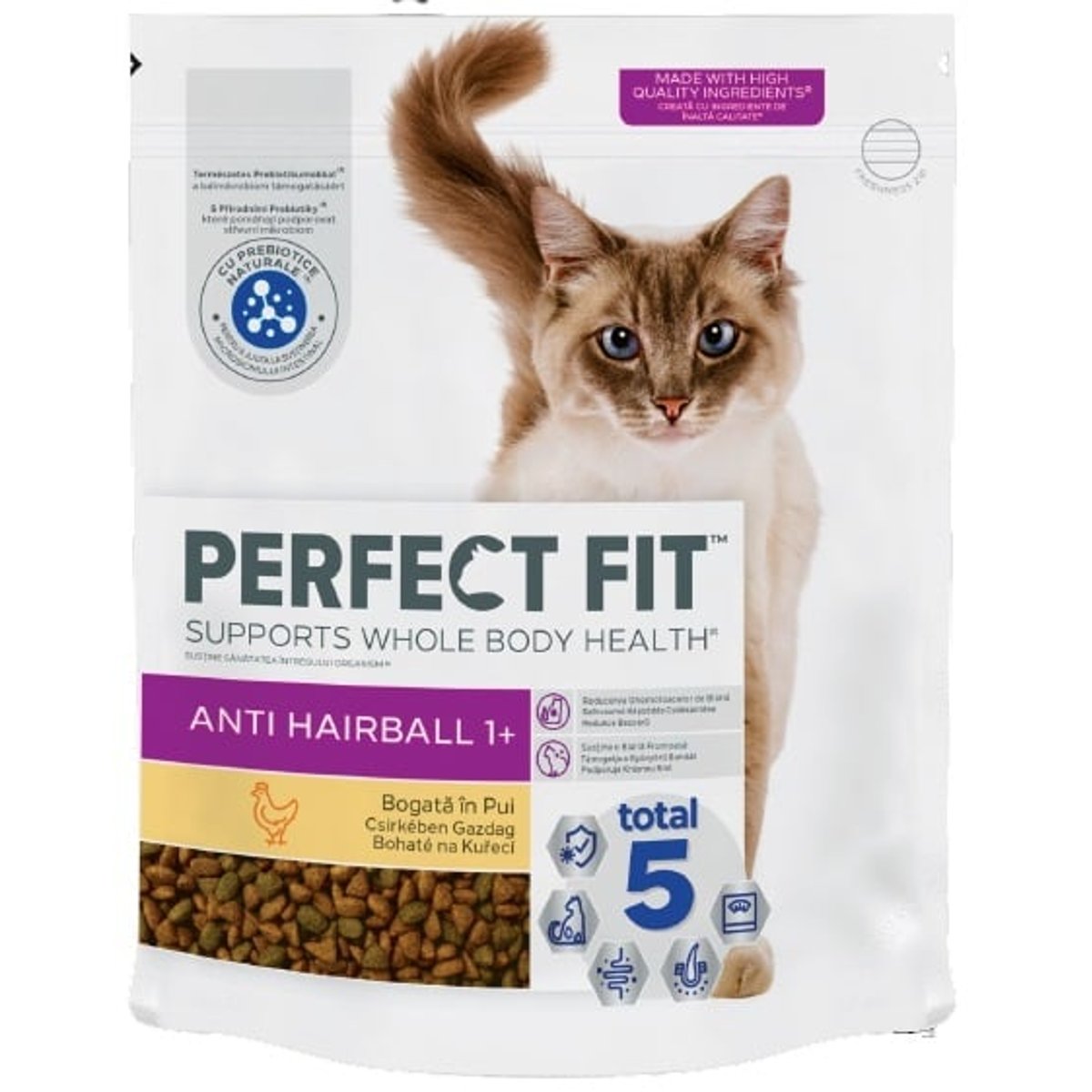 Perfect Fit Anti-Hairball granule pro dospělé kočky – bohaté na kuřecí