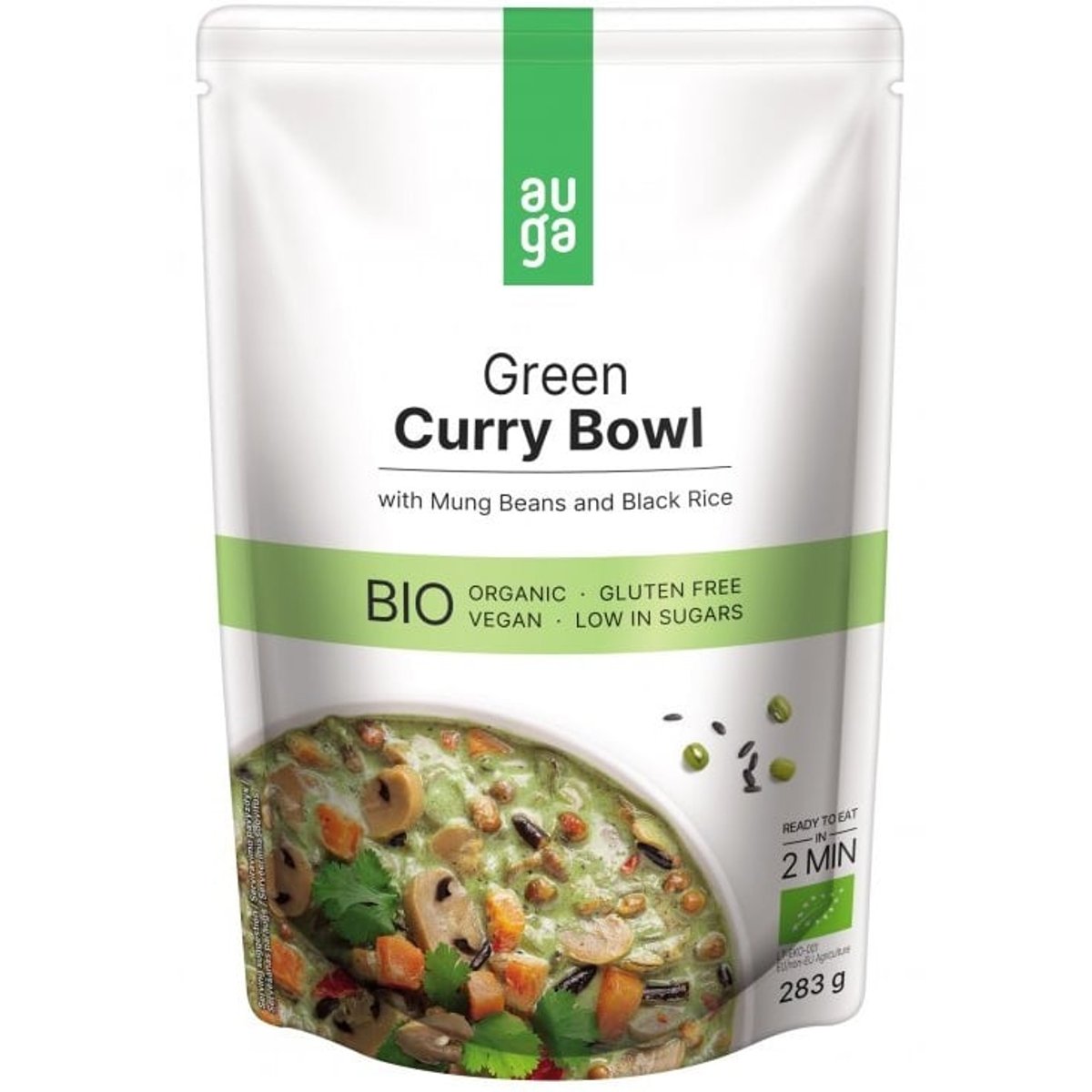 Auga BIO Green curry bowl se zeleným kari kořením, fazolemi mungo a černou rýží