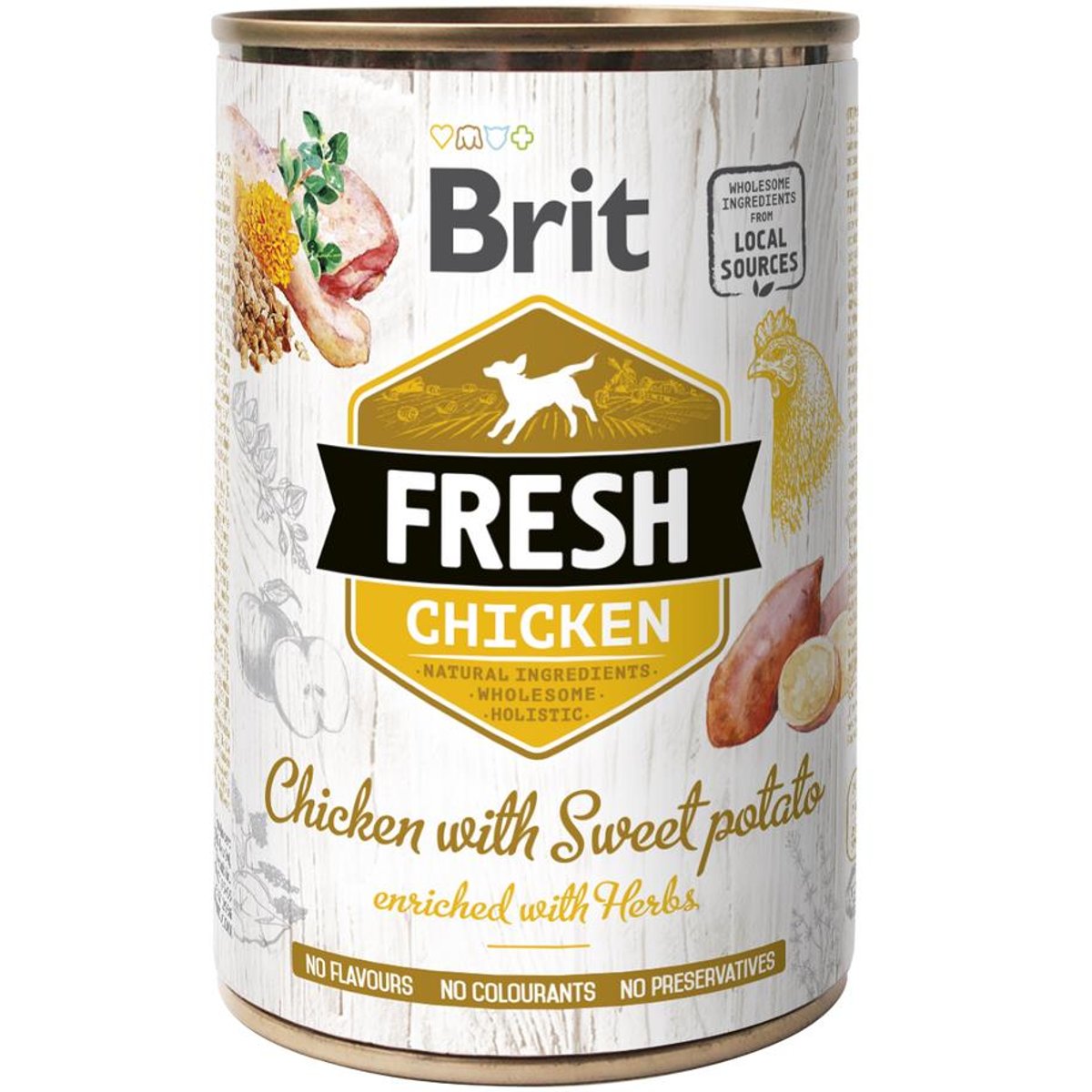 Brit Fresh konzerva pro psy – kuře s batáty