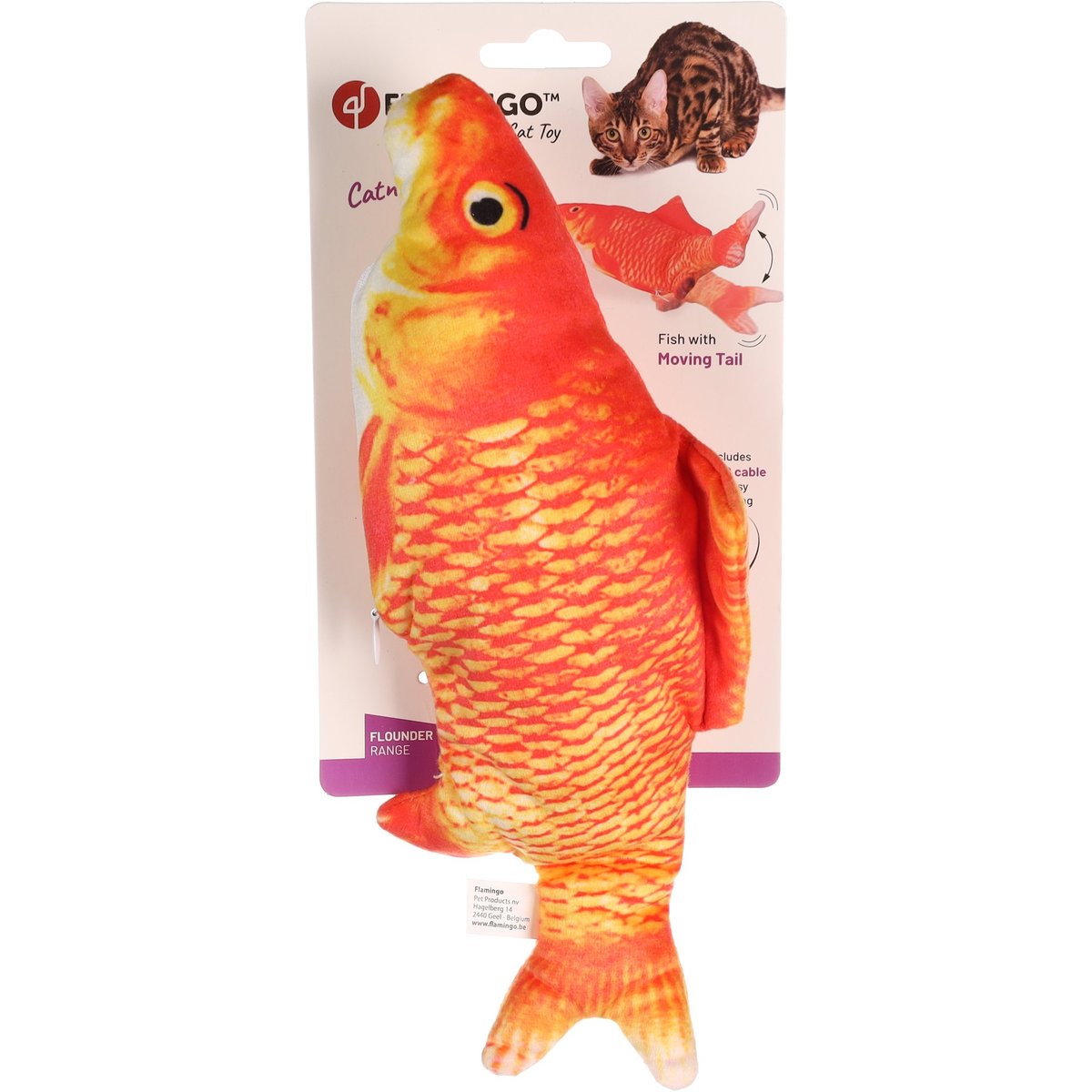 Flamingo Flounder elektronická hračka pro kočky oranžová ryba
