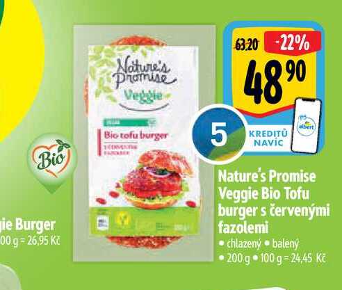  Nature's Promise Veggie Bio Tofu burger s červenými fazolemi  200 g