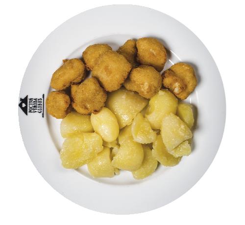 Smažený květák s vařenými bramborami