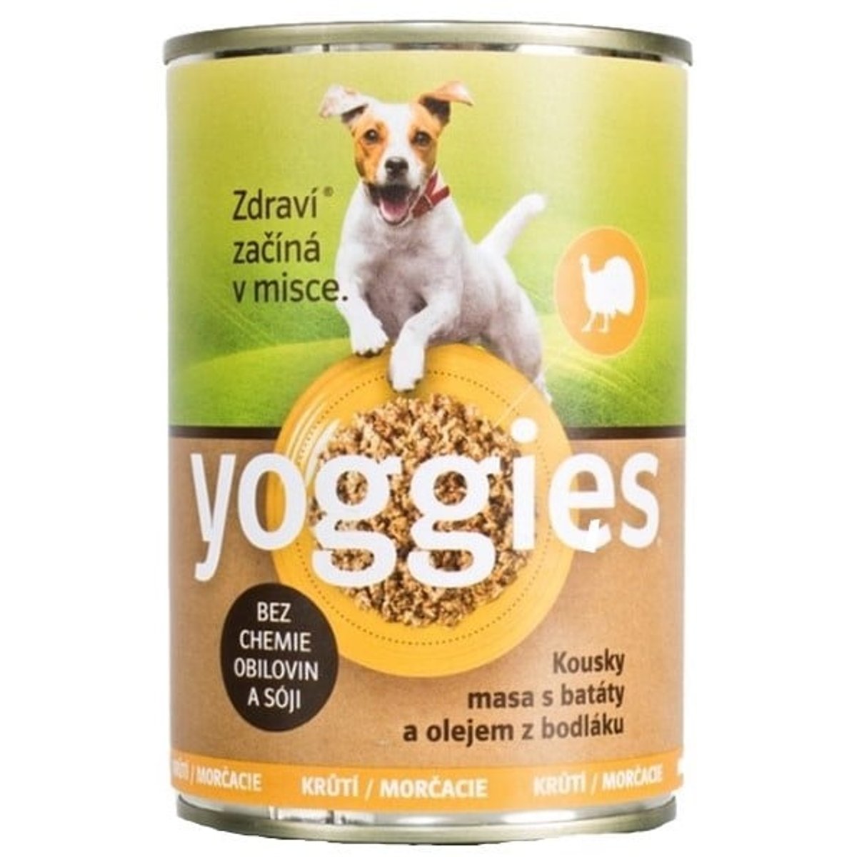Yoggies Krůtí konzerva pro psy s batáty a olejem z bodláku