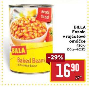 BILLA Fazole v rajčatové omáčce 420 g