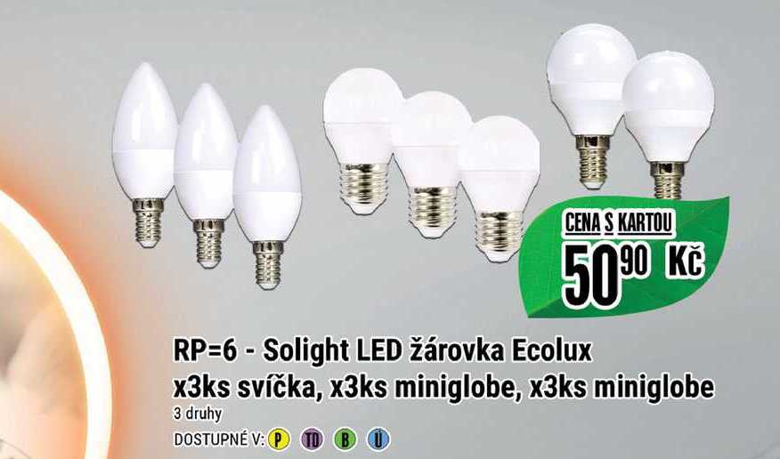 RP=6 - Solight LED žárovka Ecolux x3ks svíčka, x3ks miniglobe, x3ks miniglobe  