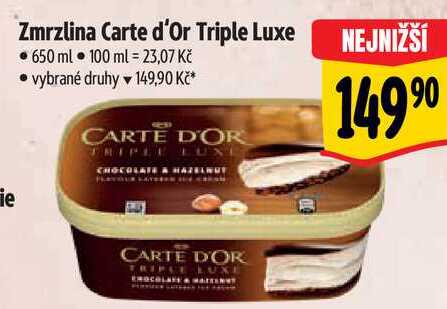 Zmrzlina Carte d'Or Triple Luxe, 650 ml