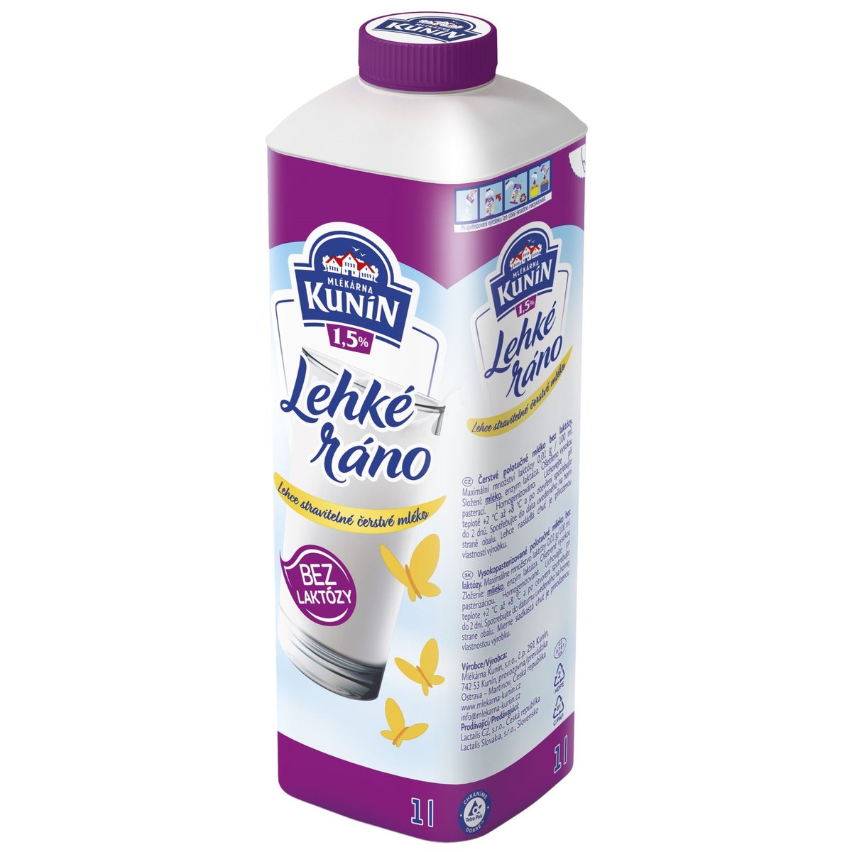 Mlékárna Kunín Lehké ráno mléko bez laktózy 1,5%