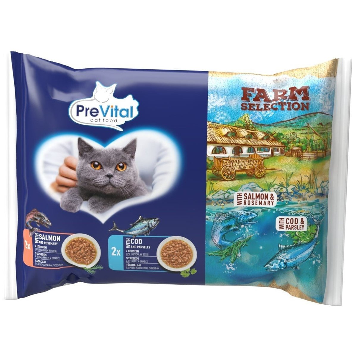 PreVital Farm Selection Kapsičky pro kočky mix ryb 4×85 g