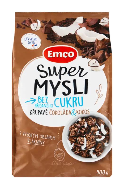 Emco Super Mysli křupavé čokoláda & kokos bez cukru, 500 g v akci