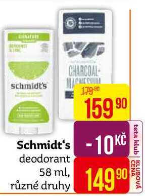 Schmidt's deodorant 58 ml, různé druhy 